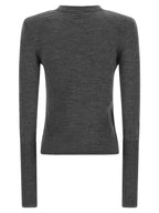 Anthracite Gray Merino Wool Crewneck Cardigan