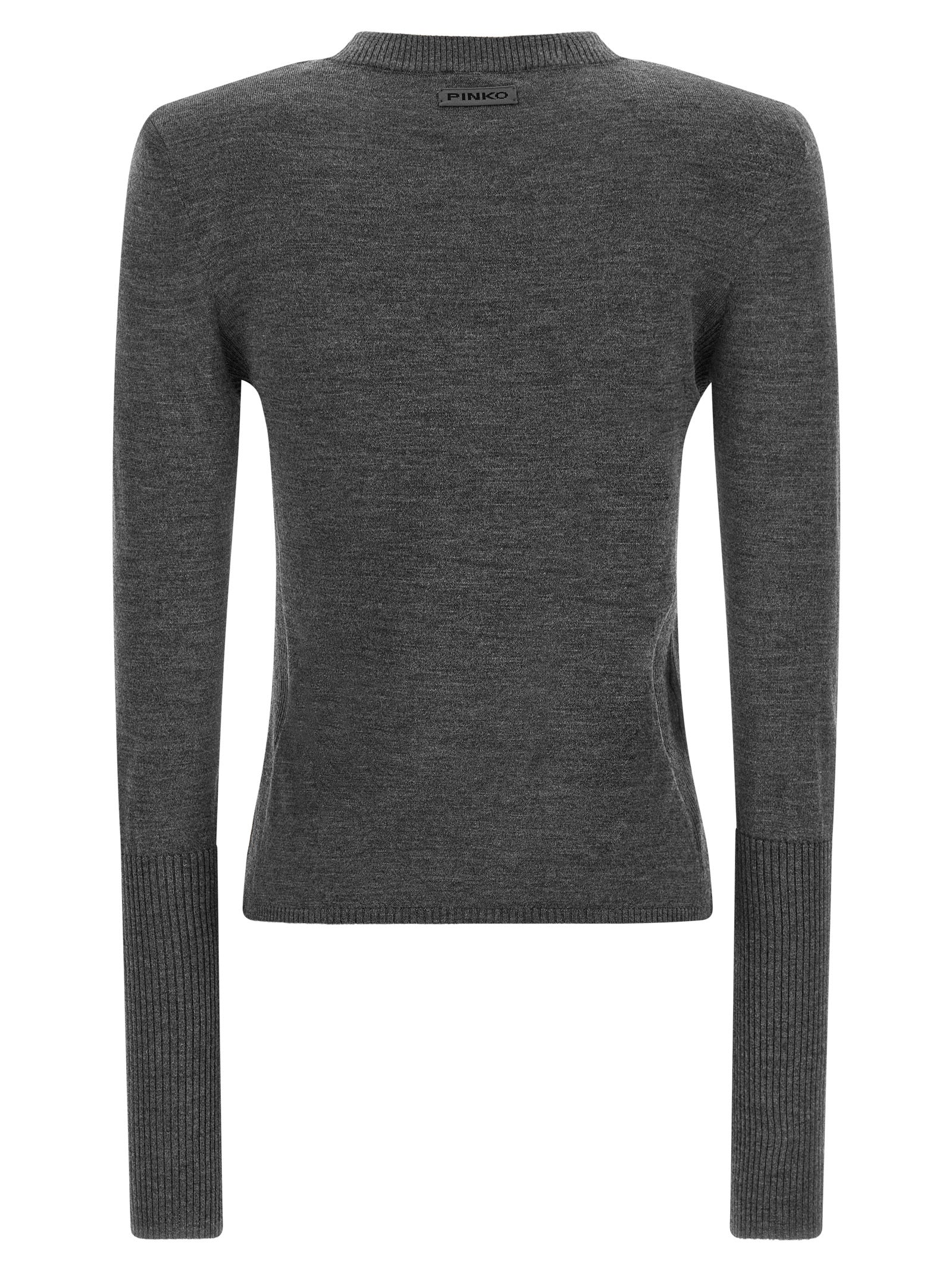 Anthracite Gray Merino Wool Crewneck Cardigan