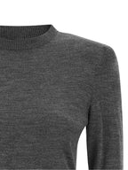 Anthracite Gray Merino Wool Crewneck Cardigan