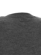 Anthracite Gray Merino Wool Crewneck Cardigan