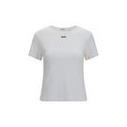 White Ribbed Cotton T-Shirt