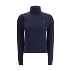 Blue Merino Wool Ami De Coeur Turtleneck