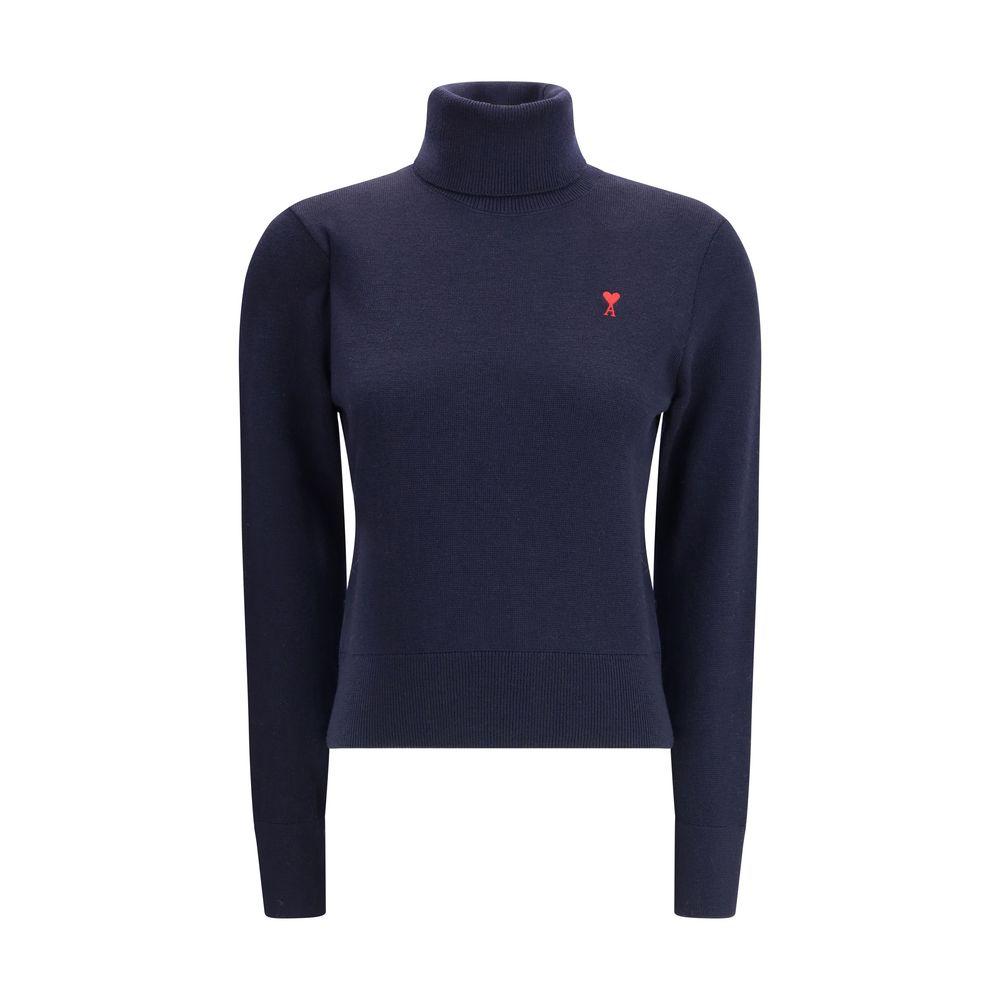 Blue Merino Wool Ami De Coeur Turtleneck