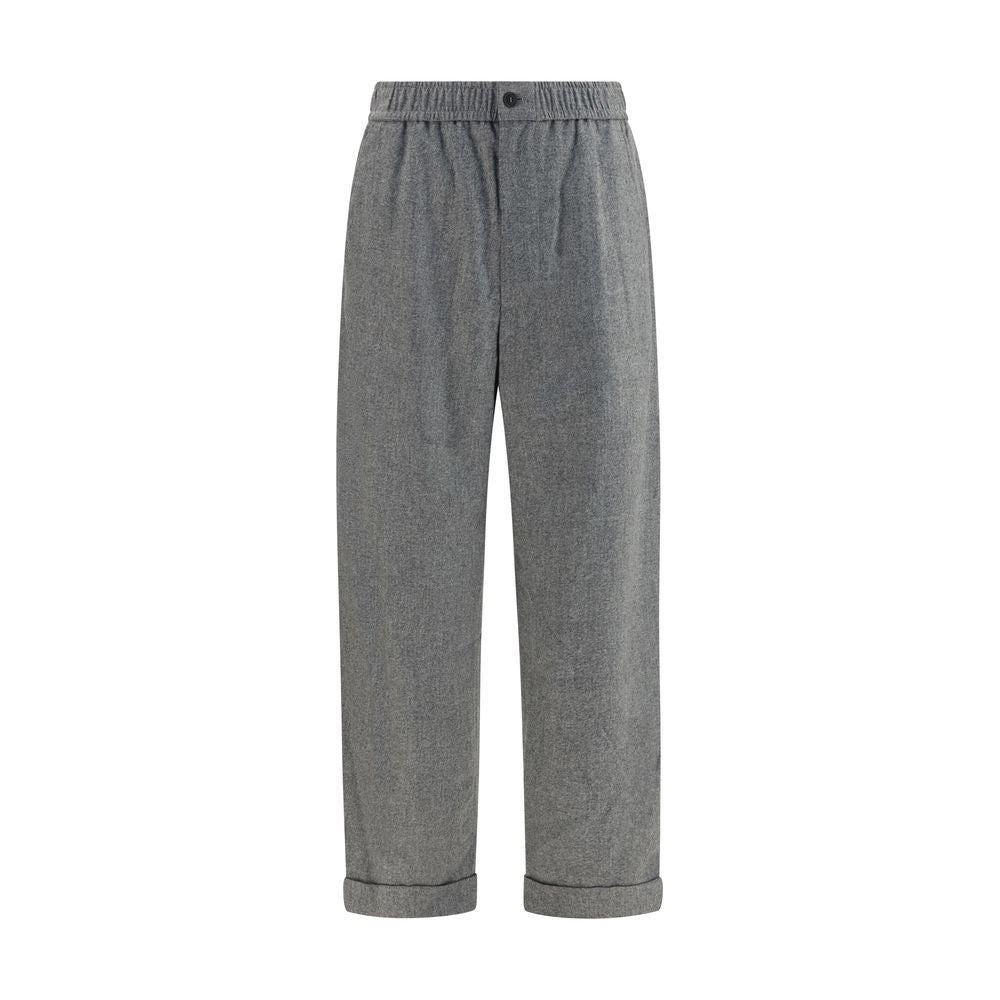 Oversized Wide-Leg Wool and Cashmere Denim-Effect Pants
