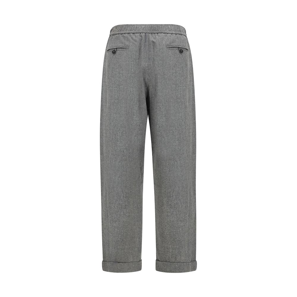 Oversized Wide-Leg Wool and Cashmere Denim-Effect Pants