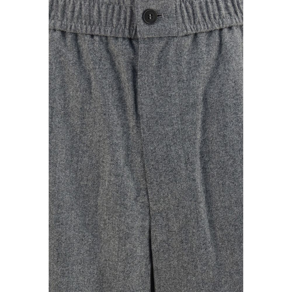 Oversized Wide-Leg Wool and Cashmere Denim-Effect Pants