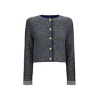 Blue Sequin Quilted Cardigan