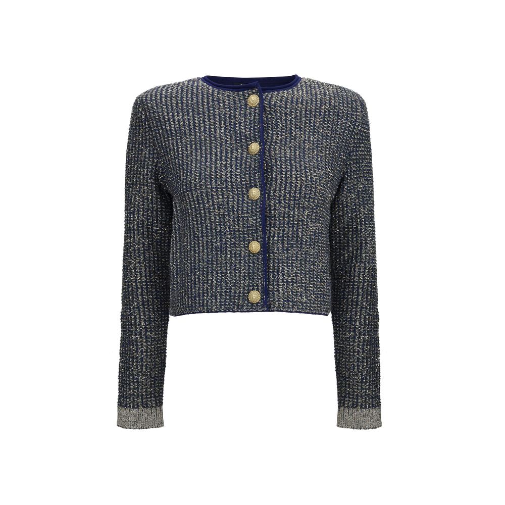 Blue Sequin Quilted Cardigan