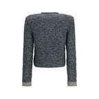Blue Sequin Quilted Cardigan