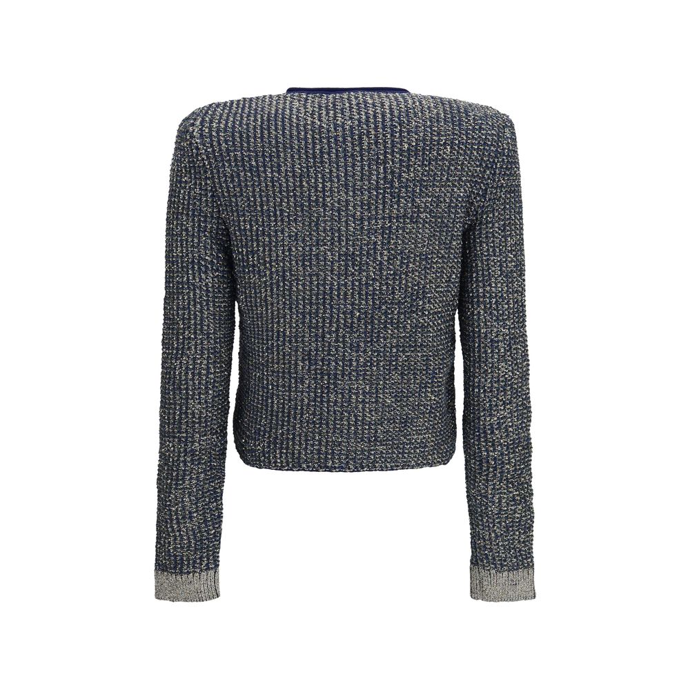 Blue Sequin Quilted Cardigan