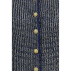 Blue Sequin Quilted Cardigan