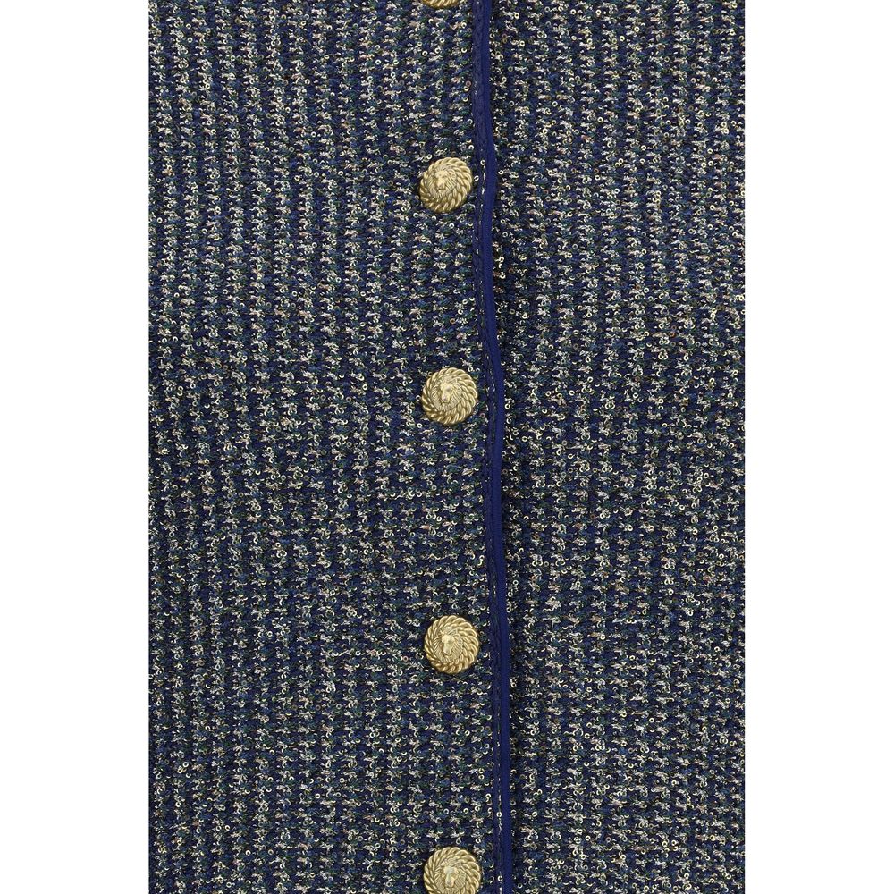 Blue Sequin Quilted Cardigan