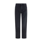 Black Cotton Straight-Leg Jeans