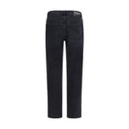 Black Cotton Straight-Leg Jeans