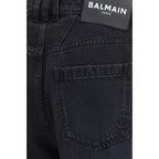 Black Cotton Straight-Leg Jeans