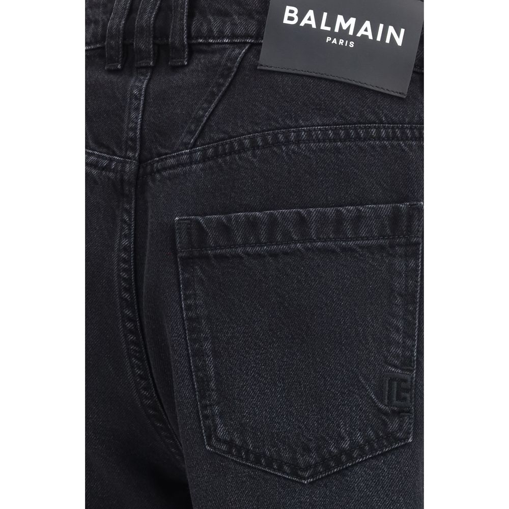Black Cotton Straight-Leg Jeans