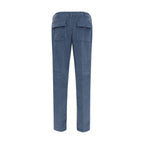 Roma Blue Stretch Cotton Corduroy Pants