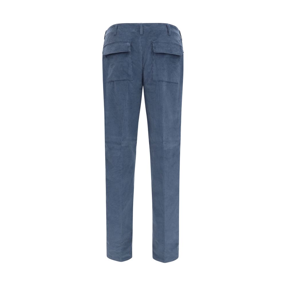 Roma Blue Stretch Cotton Corduroy Pants
