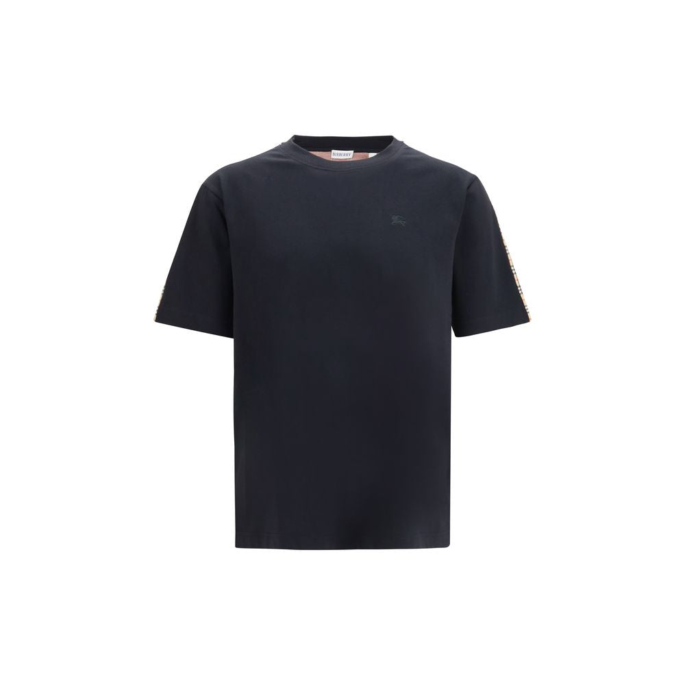 Two-Tone Cotton T-Shirt with Check Back