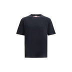 Two-Tone Cotton T-Shirt with Check Back