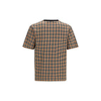 Two-Tone Cotton T-Shirt with Check Back
