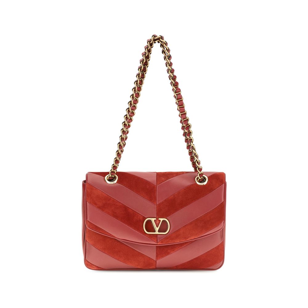 Suede Chevron Patchwork Shoulder Bag
