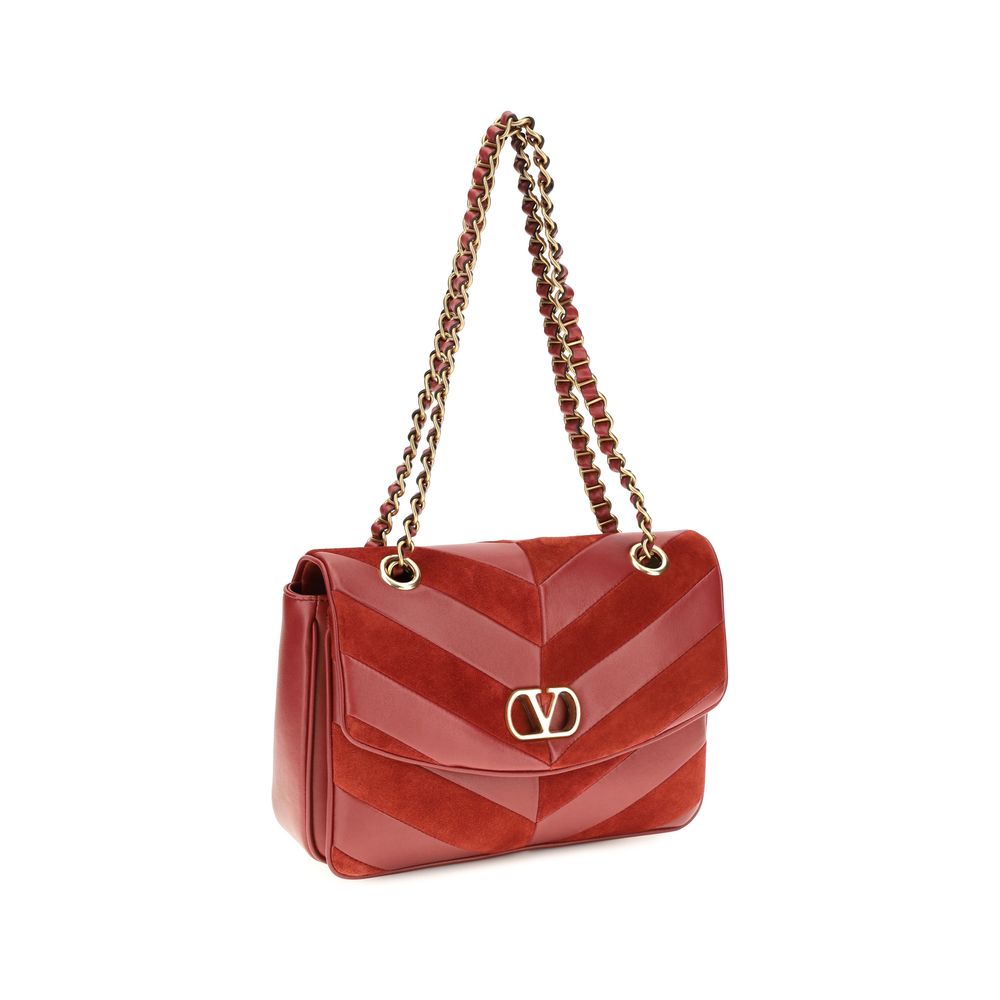 Suede Chevron Patchwork Shoulder Bag