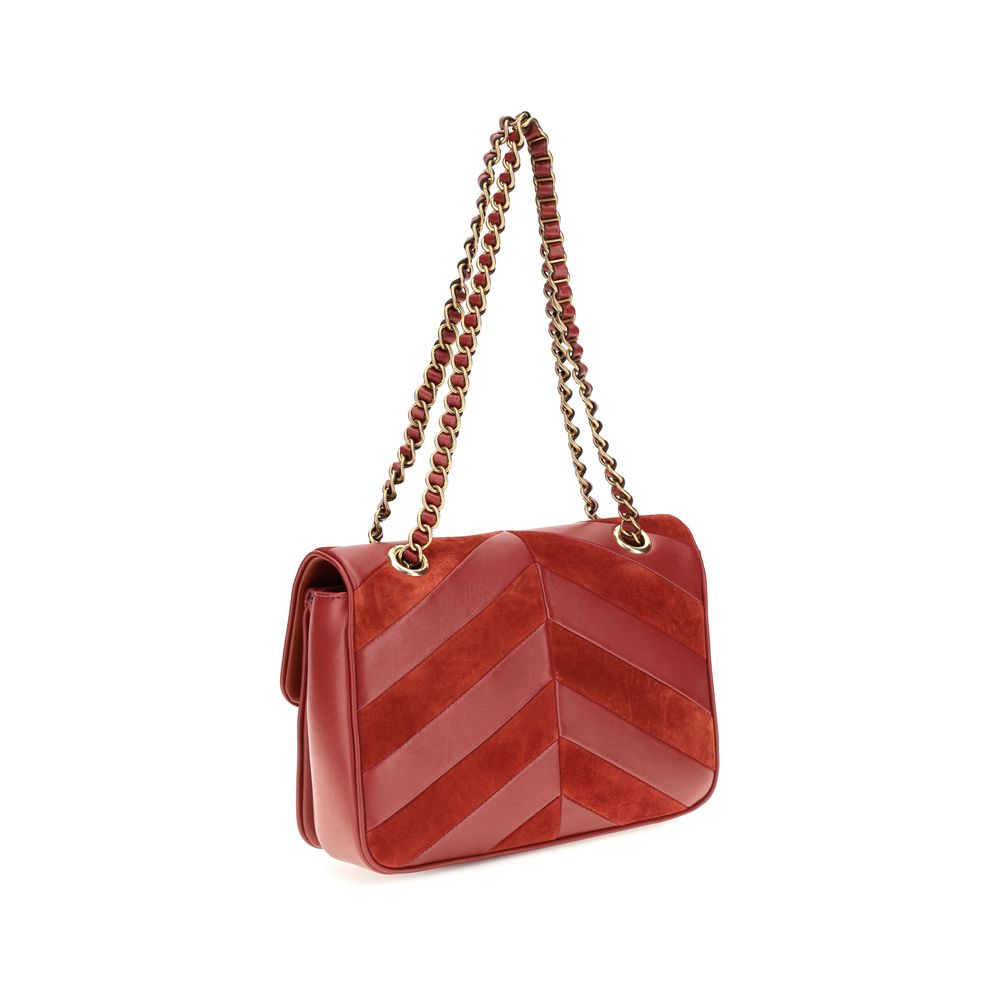 Suede Chevron Patchwork Shoulder Bag