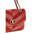 Suede Chevron Patchwork Shoulder Bag