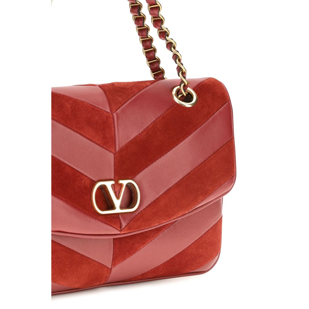 Suede Chevron Patchwork Shoulder Bag