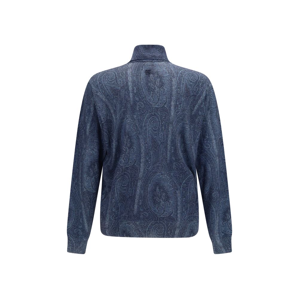 Silk Cashmere Paisley Turtleneck Sweater