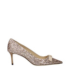 Pink Glitter Plastic Mid Heel Pumps