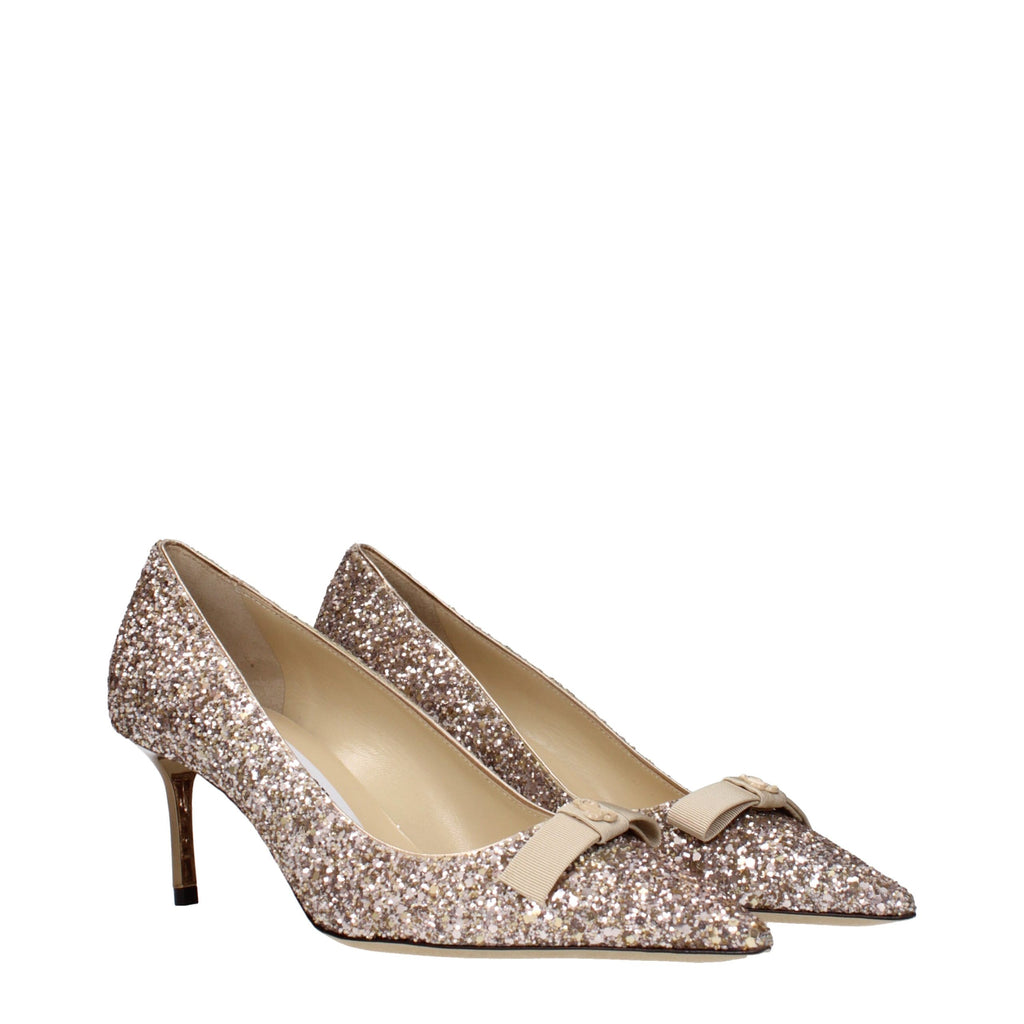 Pink Glitter Plastic Mid Heel Pumps