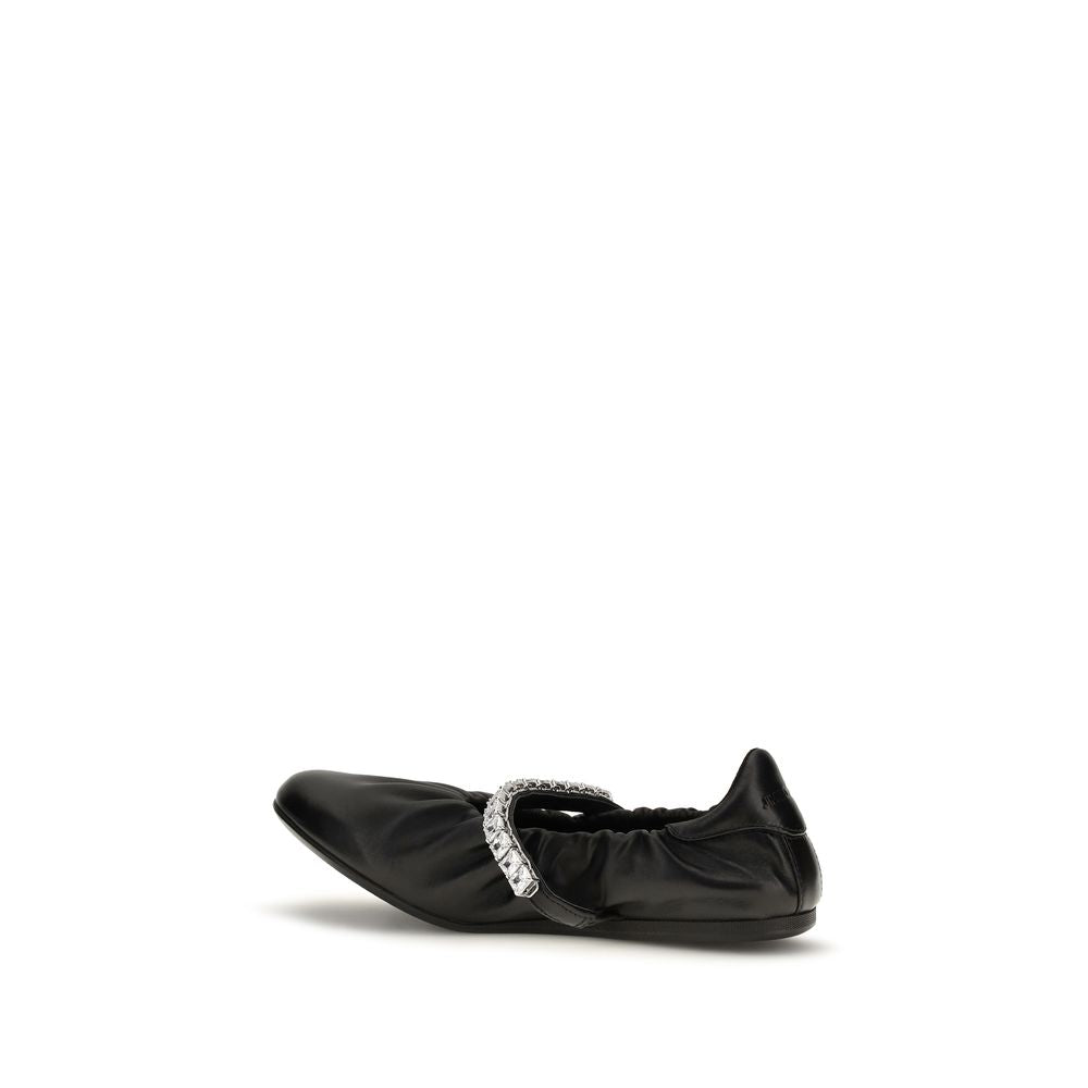 Black Calf Leather Jade Ballerinas Ballet Flats