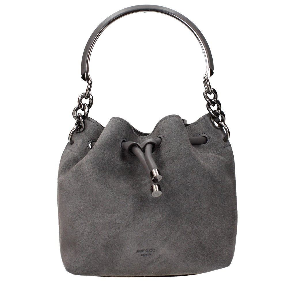 Gray Suede Bonbon Bucket Bag