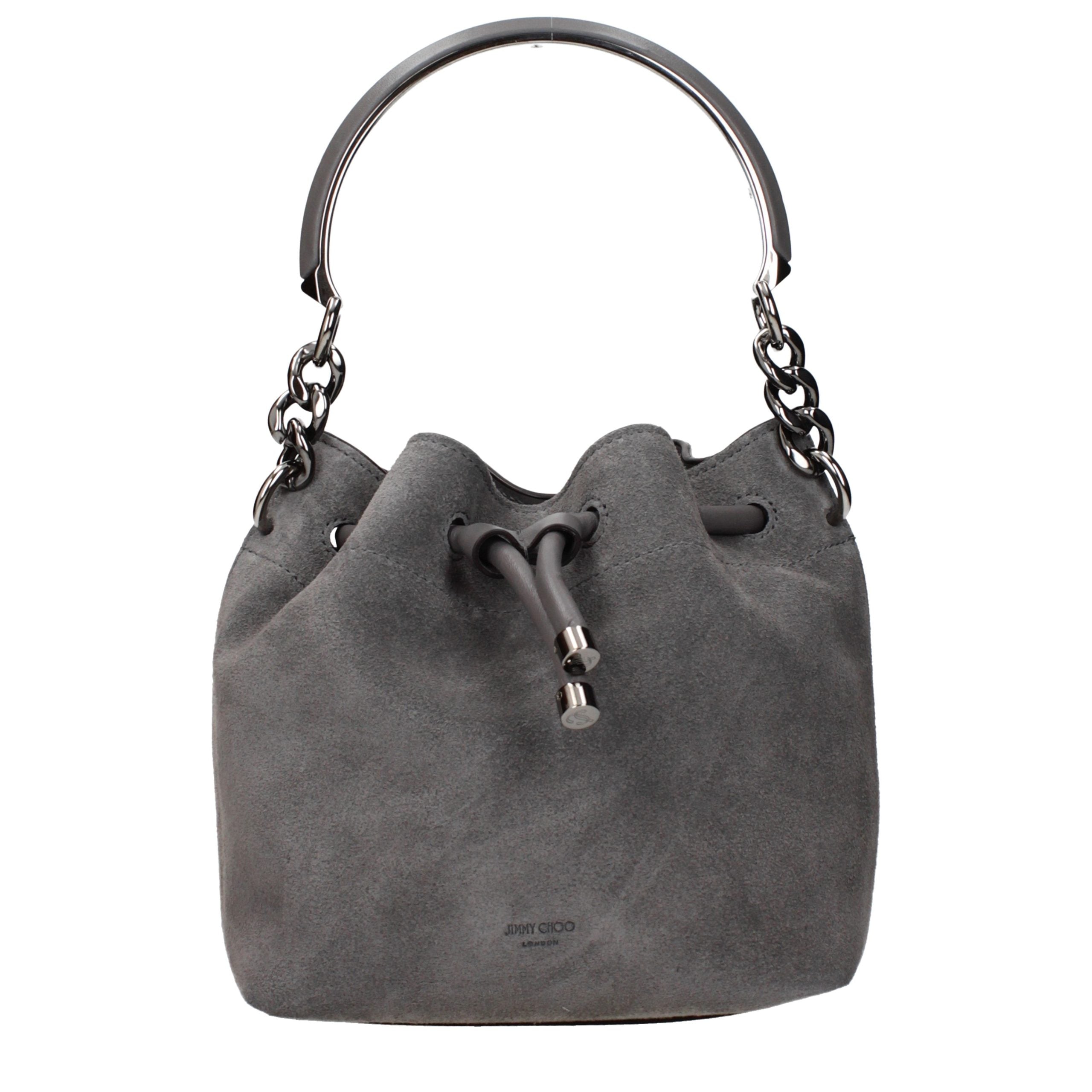 Gray Suede Bonbon Bucket Bag