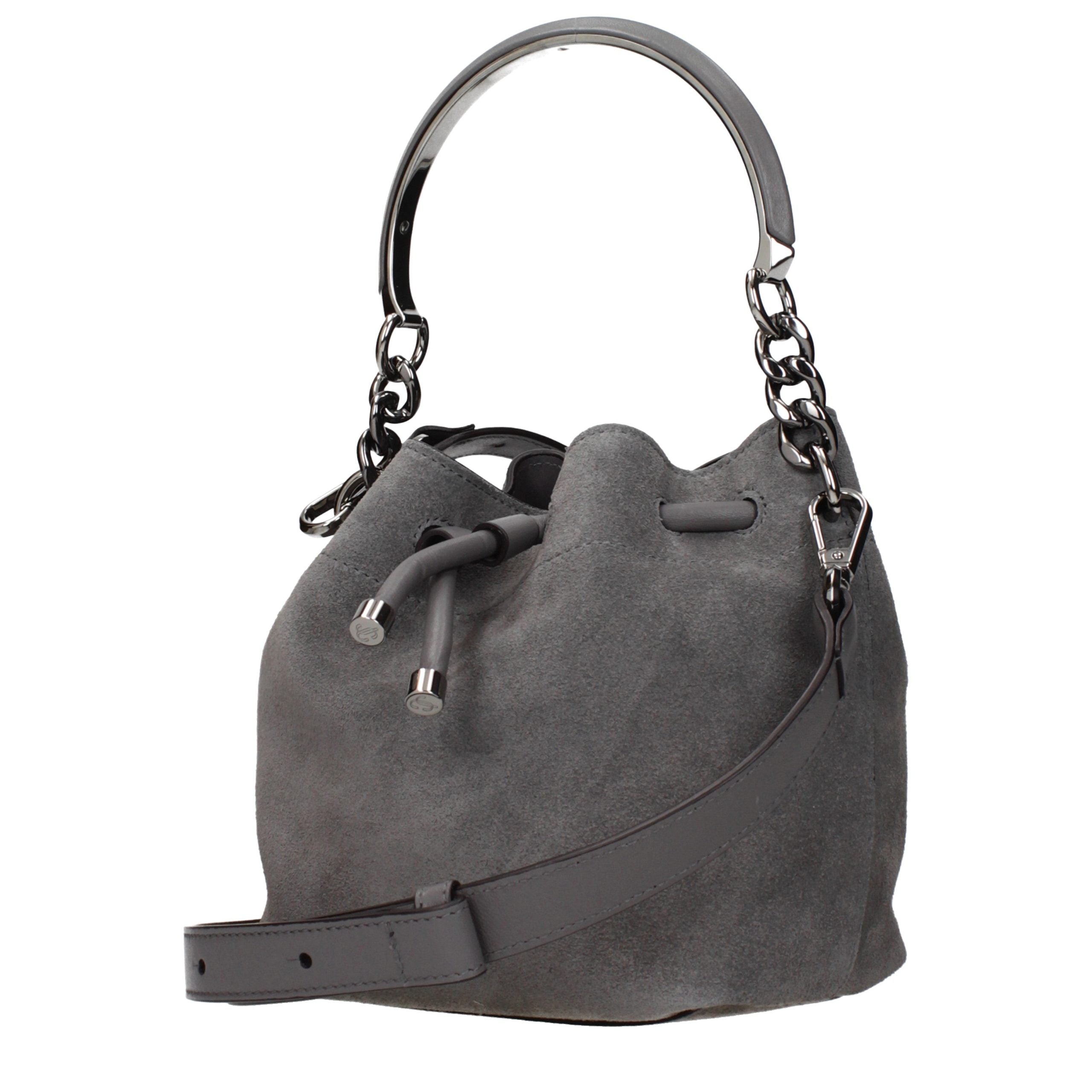 Gray Suede Bonbon Bucket Bag
