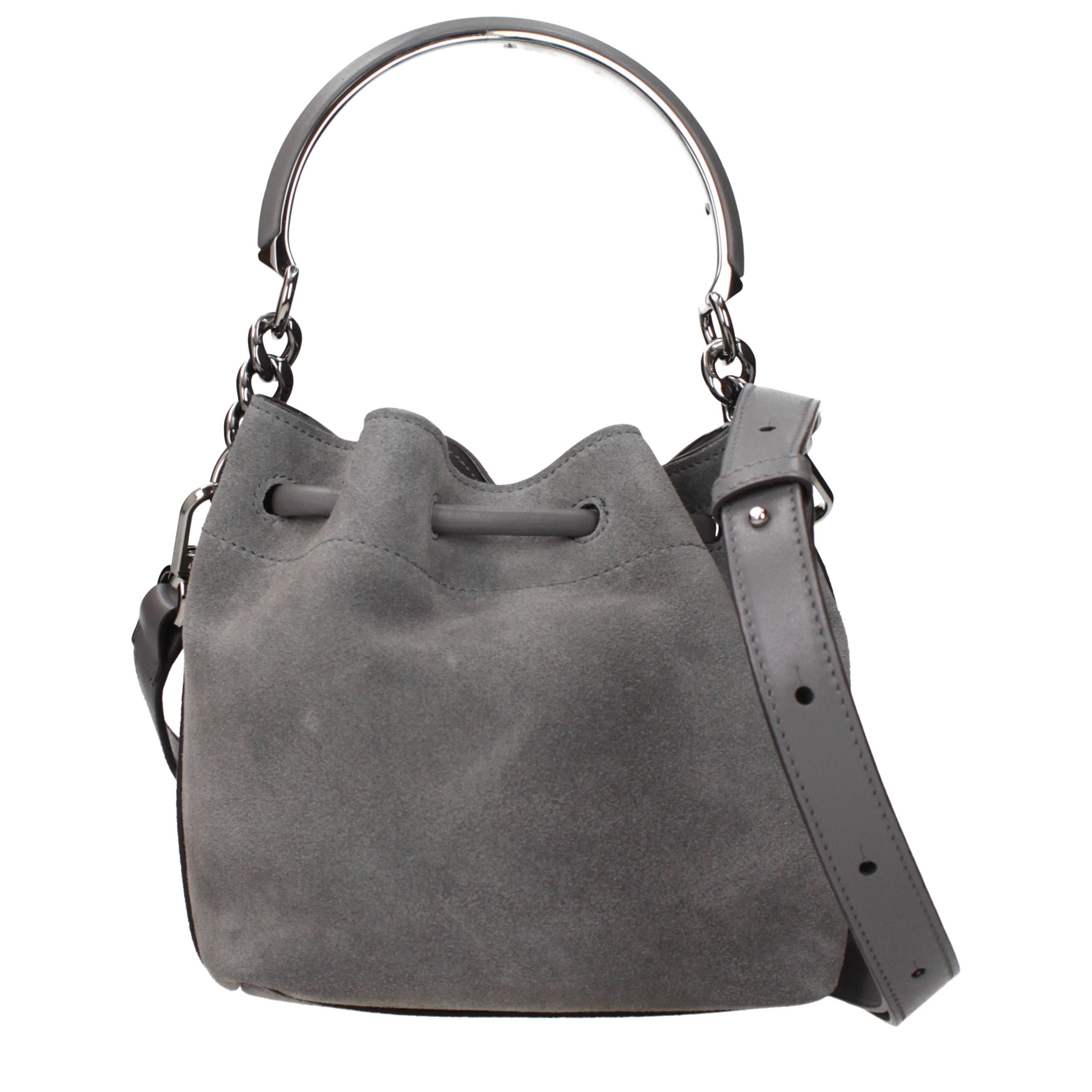 Gray Suede Bonbon Bucket Bag