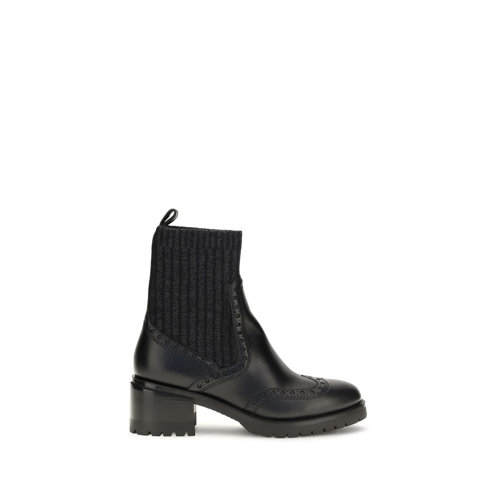 Calfskin Ferret Ankle Boots