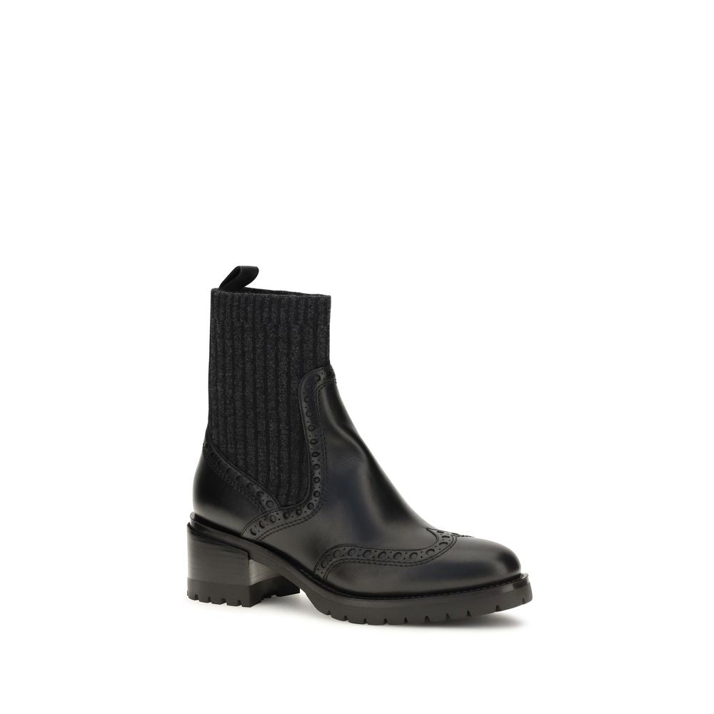 Calfskin Ferret Ankle Boots