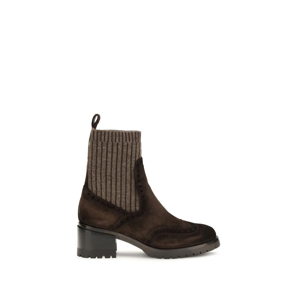 Brown Calf Leather Ankle Boots