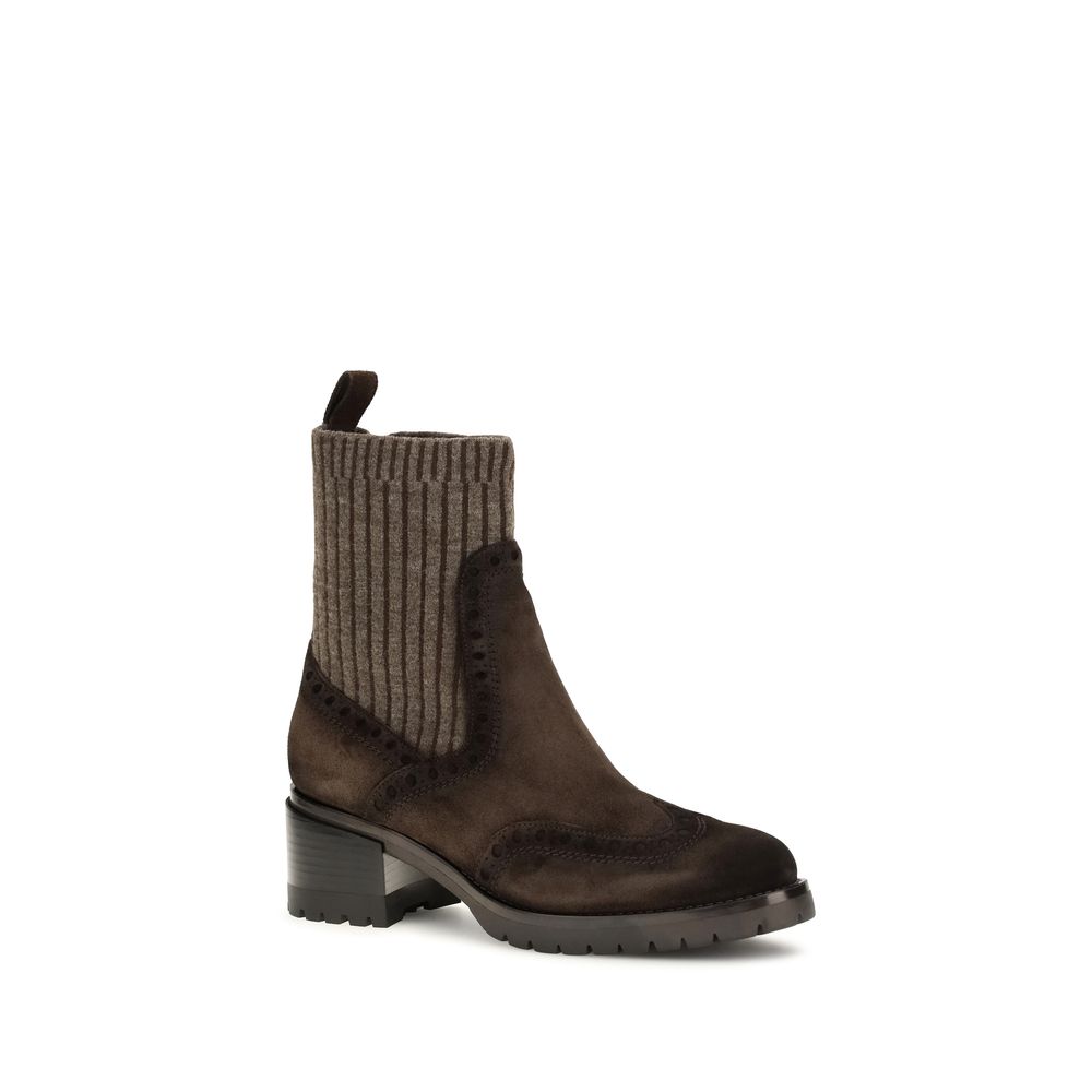 Brown Calf Leather Ankle Boots