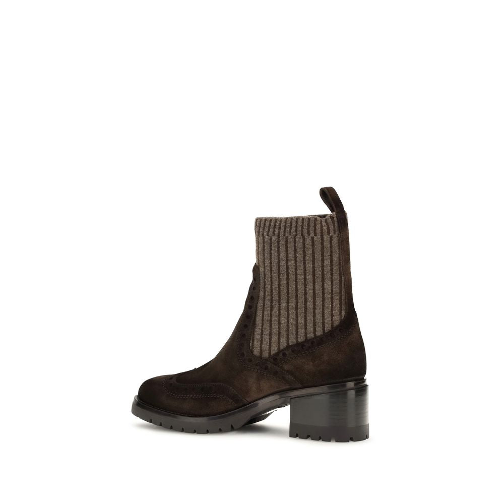 Brown Calf Leather Ankle Boots
