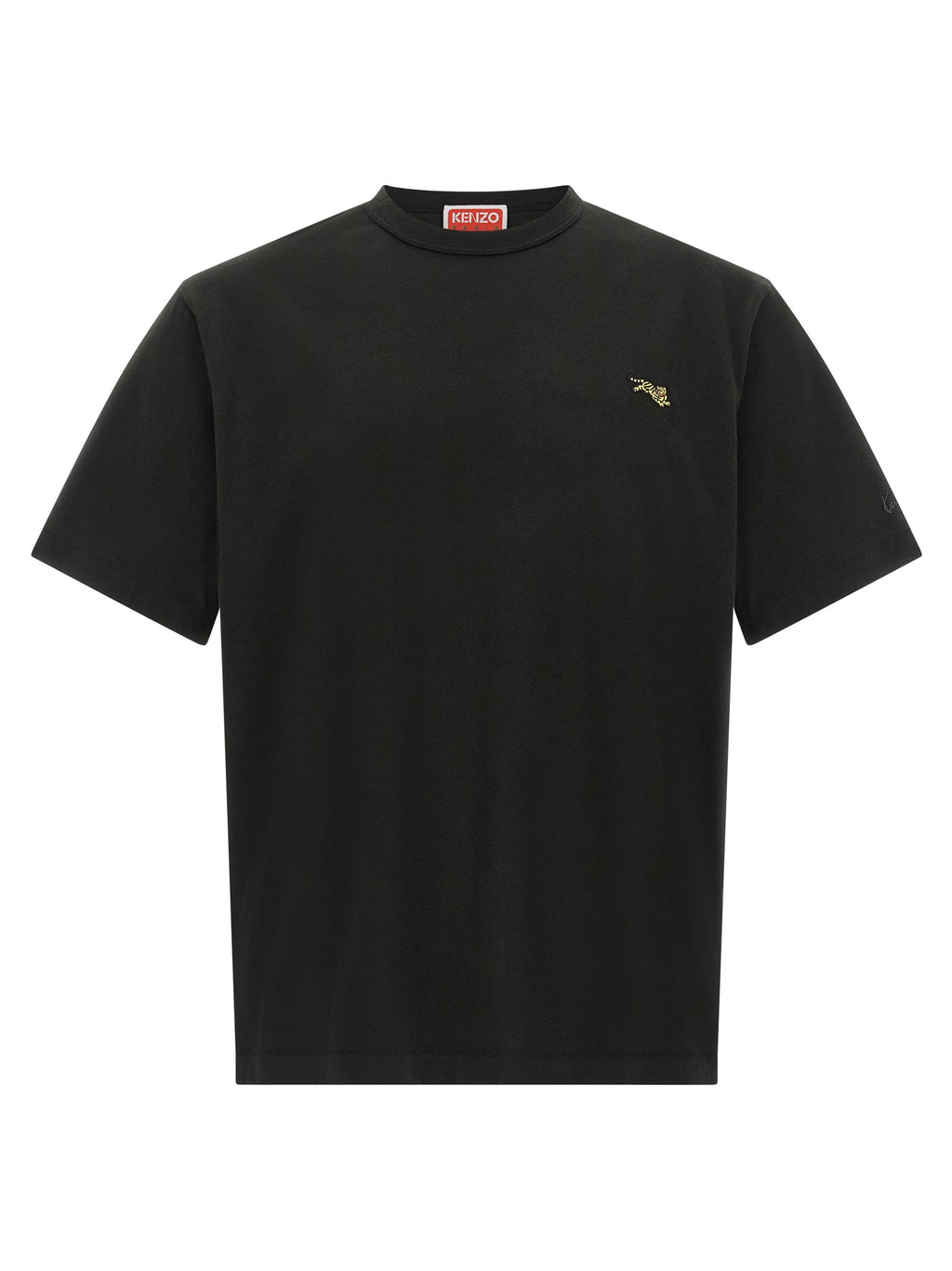 Gold Jumping Tiger Embroidered Cotton T-Shirt