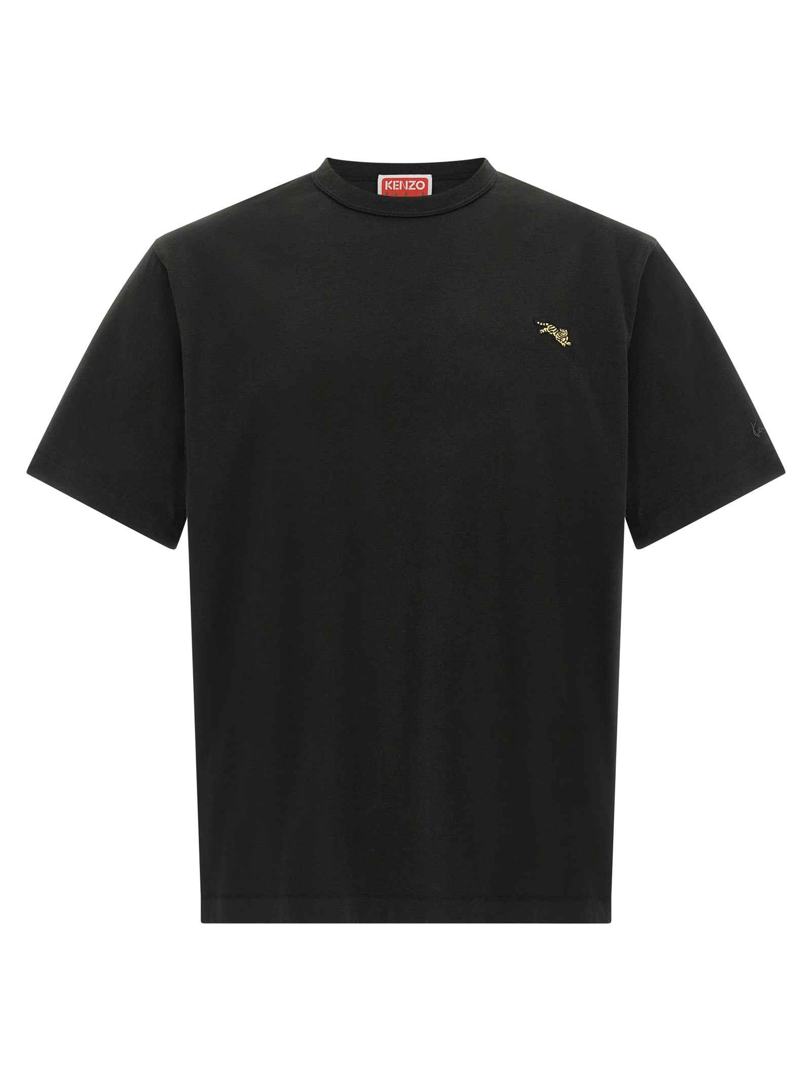 Gold Jumping Tiger Embroidered Cotton T-Shirt