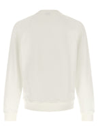 White Viscose-Cotton Blend Crewneck Sweatshirt with Jumping Tiger