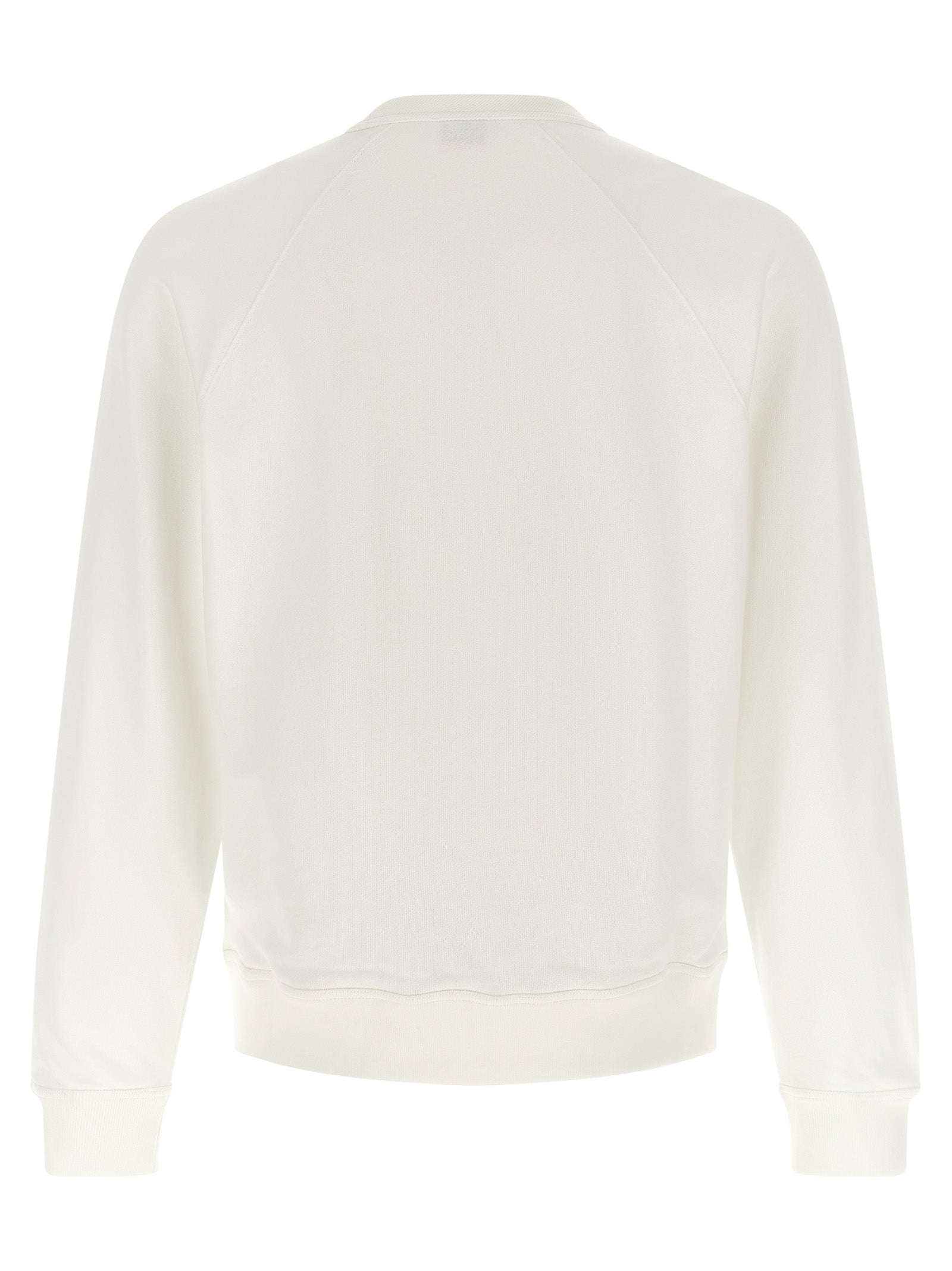 White Viscose-Cotton Blend Crewneck Sweatshirt with Jumping Tiger
