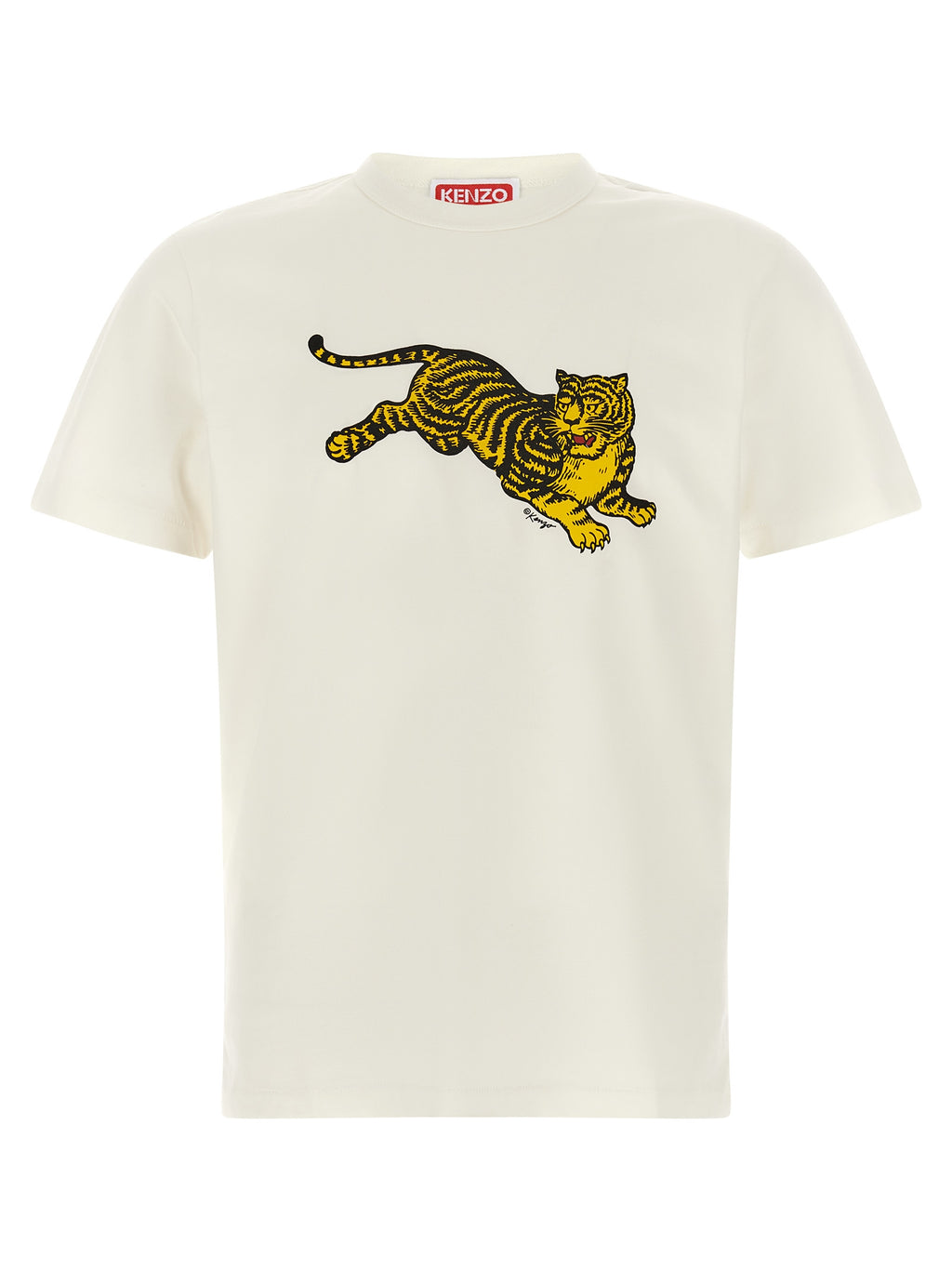 White Cotton Jumping Tiger T-Shirt
