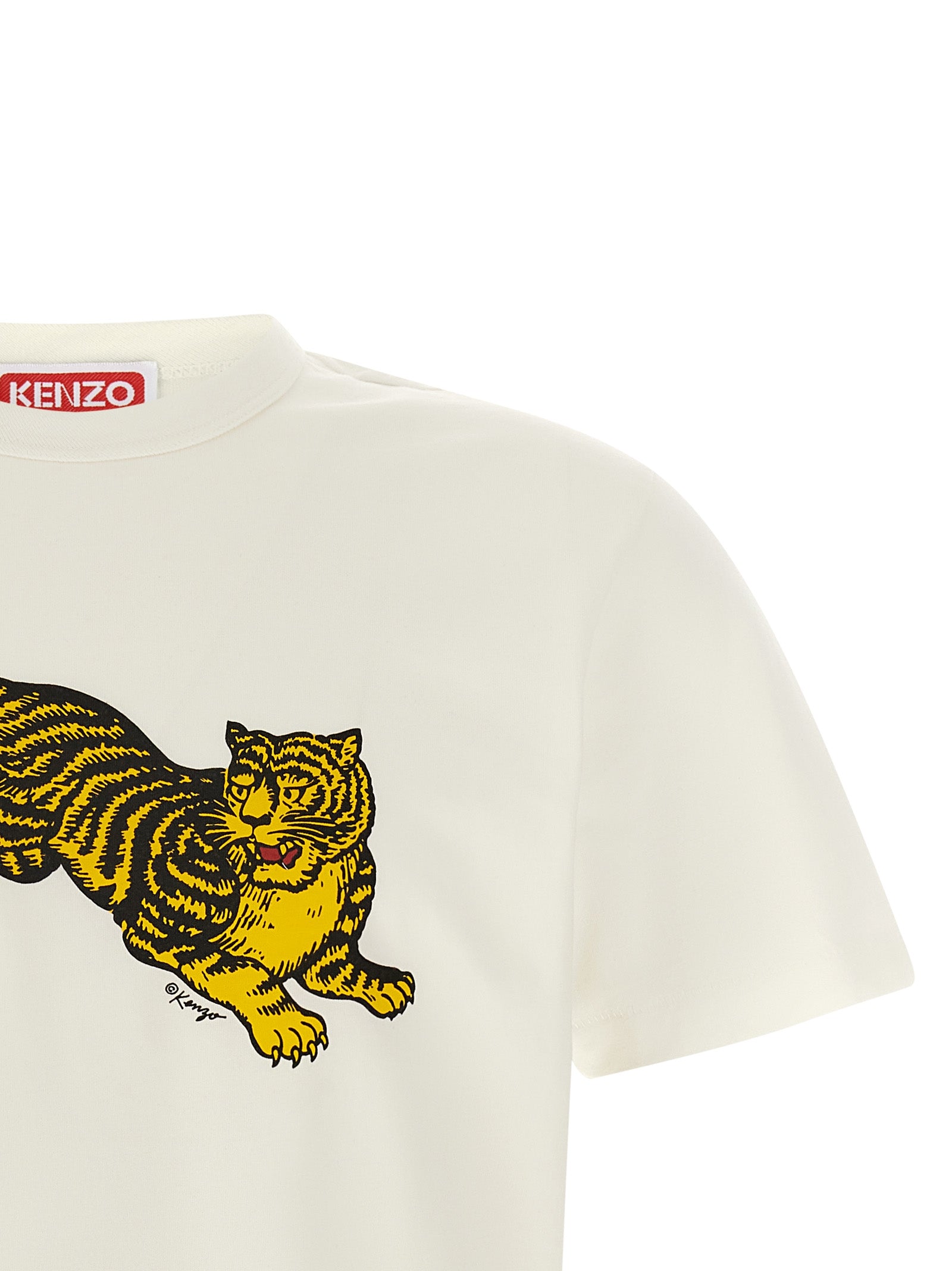 White Cotton Jumping Tiger T-Shirt