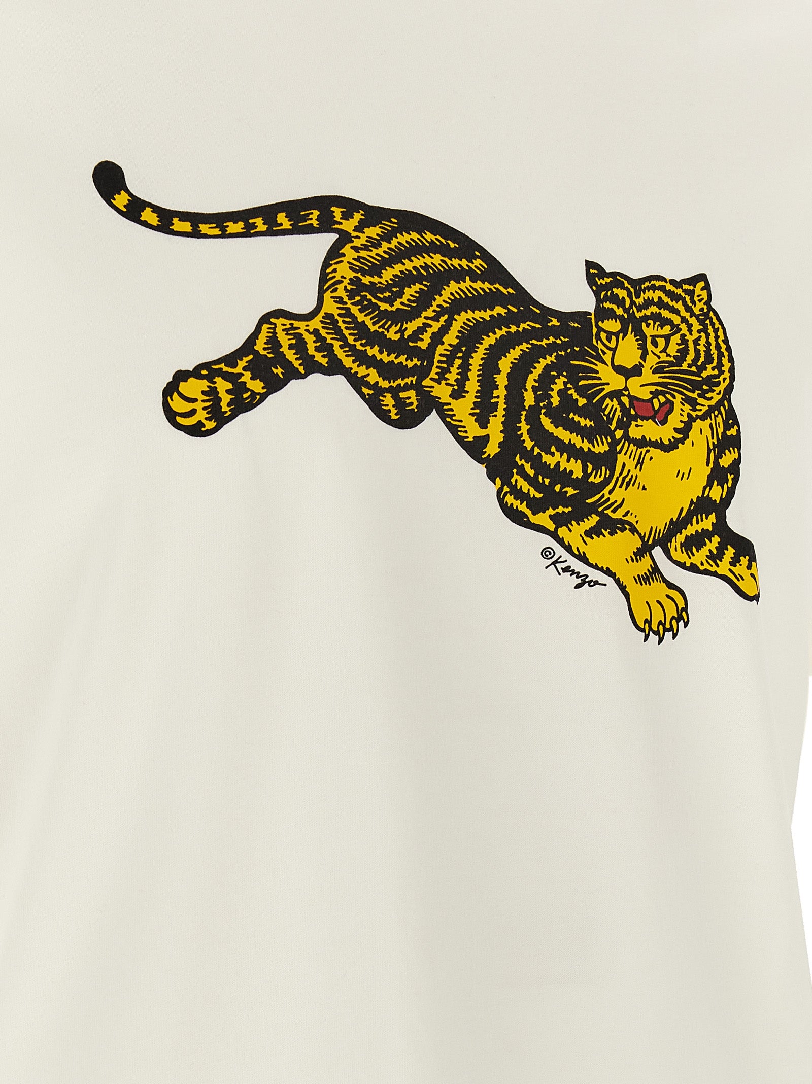 White Cotton Jumping Tiger T-Shirt